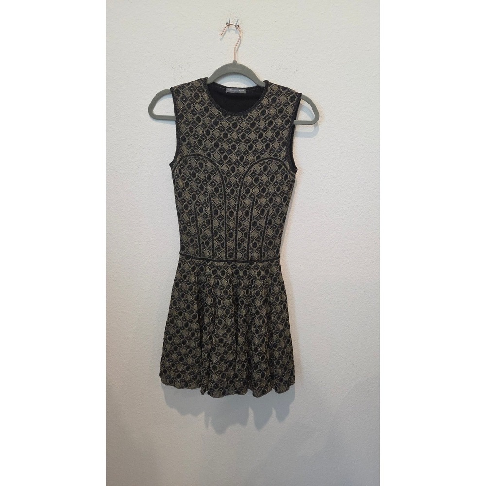 Alexander McQueen Metallic Jacquard Knit Skater Dress Fit Flare Black Gold Small - Picture 8 of 15